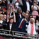 Ex-Luton boss Nathan Jones celebrates winning promotion to the Championship with Charlton - pic: James Fearn/Getty Images