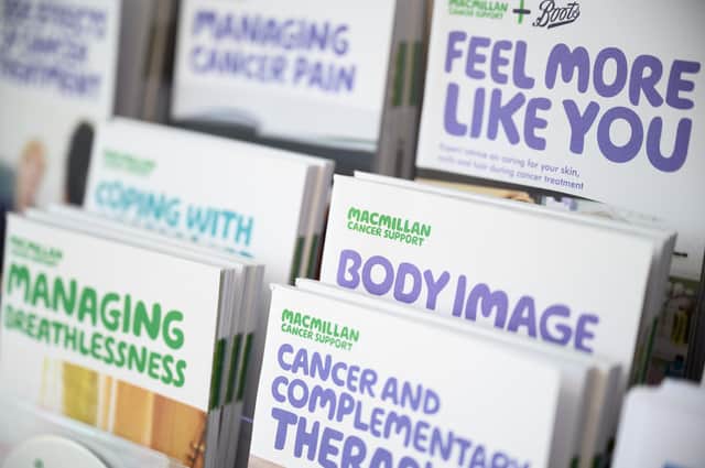 Information and guidance leaflets from Macmillan Cancer Support. (Photo by Leon Neal/Getty Images)