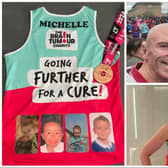 Michelle Daglish and her husband Paul (top right) - Michelle raised money for The Brain Tumour Charity