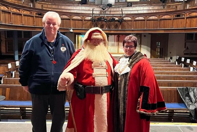 Santa and the town's mayor on Friday