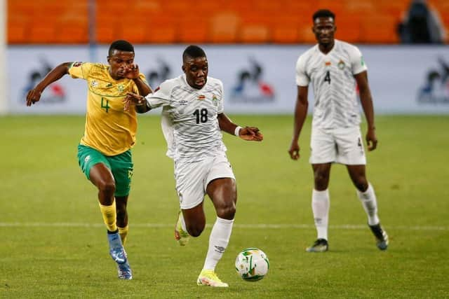 Marvelous Nakamba on the ball for Zimbabwe during his last appearance in a World Cup qualifier against South Africa in November 2021 - pic: PHILL MAGAKOE/AFP via Getty Images