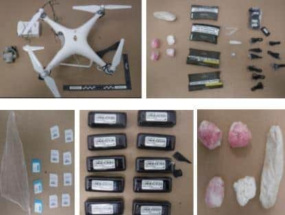 The drone and illegal contraband seized by police from Hashimi's car in August 2023