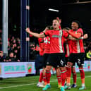 Luton midfielder Ross Barkley celebrates one of Town's goals against Brighton recently - pic: Liam Smith