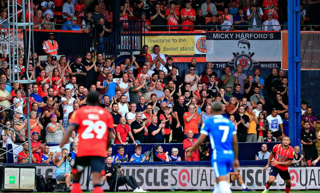 Luton fans get behind their team during Saturday's goalless draw with Birmingham City