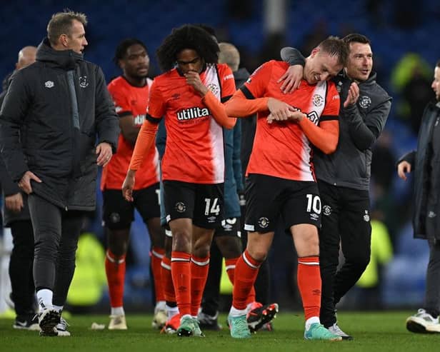Cauley Woodrow gets the plaudits after scoring Luton's last-gasp FA Cup winner at Everton - pic: PAUL ELLIS/AFP via Getty Images