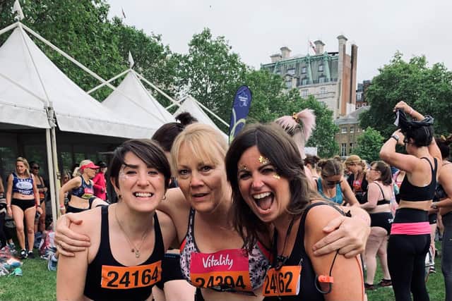 Cancer survivor and campaigner Denise Coates (centre) will always treasure this picture with Bowelbabe Dame Deborah James (right) and her fellow You Me and the Big C podcaster presenter Lauren Mahon