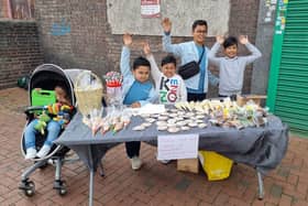 The boys at their bake sale which raised more than £460