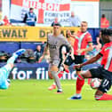 Elijah Adebayo misses a glorious chance against Spurs on Saturday - pic: Liam Smith