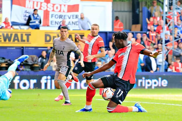 Elijah Adebayo misses a glorious chance against Spurs on Saturday - pic: Liam Smith