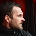 Nathan Jones, manager of Luton Town, looks on prior to the Sky Bet Championship match between Stoke City and Luton Town at Bet365 Stadium on February 20, 2021.