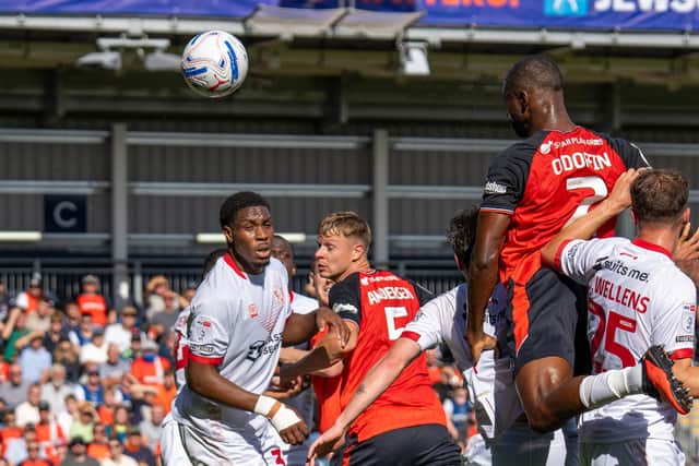 Hakeem Odoffin saw this header hit the post - pic: Duncan Jack / PRiME Media Images
