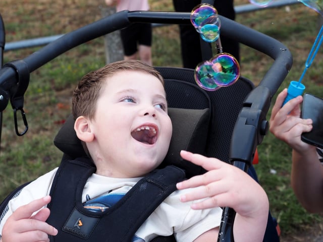 Harrison enjoys the bubbles