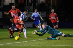 Town keeper Ethan Horvath makes a save during Luton's FA Cup clash with Wigan recently
