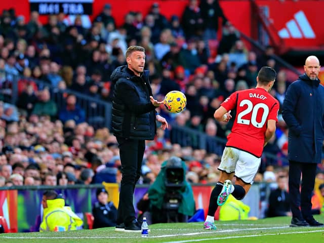 Luton boss Rob Edwards on the touch-line at Old Trafford - pic: Liam Smith