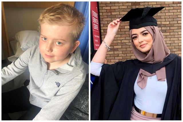 L: George Fox, a 13-year-old Arnold Academy pupil from Barton-le-Clay, who was known by many as Gorgeous George, died in April, 11 months after being diagnosed with the same highly aggressive form of brain tumour. R: Amani Liaquat, a 23-year-old Masters student and first-class honours law graduate from Luton, died in February, 22 months after being diagnosed with a glioblastoma (GBM).