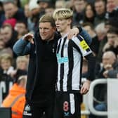 Newcastle boss Eddie Howe with winger Anthony Gordon - pic: Ian MacNicol/Getty Images