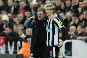 Newcastle boss Eddie Howe with winger Anthony Gordon - pic: Ian MacNicol/Getty Images