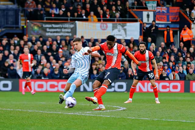 Luton attacker Chiedozie Ogbene is available to face West Ham tomorrow - pic: Liam Smith