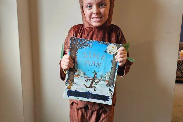 Sumayyah, aged four, is the Stick Man