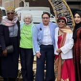 From L to R: Noelette Hanley (Luton Irish Forum), Margaret Matthew (Windrush Generation), Marilyn Gearing (Samaritans), Cllr Javeria Hussain (Luton Rising), Nazia Khanum OBE, DL (UNA Luton), and Hasina Rahman (Pink Diamond Martial Arts) acknowledged as the Queens of Luton for their services to the community.
