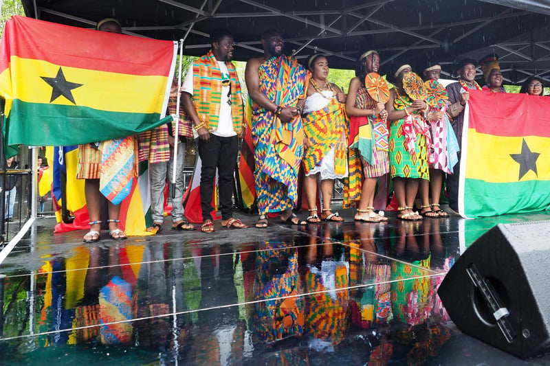 Dressed in traditional clothes, these residents represented Ghana with pride
