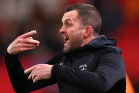 Nathan Jones during what is expected to be his last game in charge of Luton against Stoke City on Tuesday night