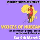 Flyer for Voices of Nubian Queens Event