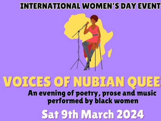 Flyer for Voices of Nubian Queens Event
