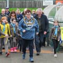 Mayor Cllr Liz Jones leads the pack of mile walkers (John Chatterley)
