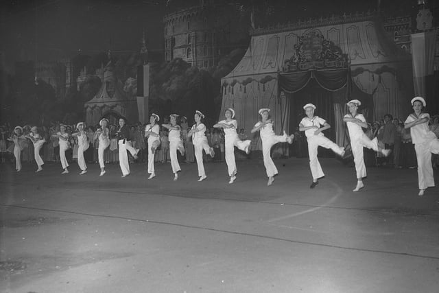 And a 1, 2, 3, 4...The pageant saw over 400 dancers play their part in the production - a joint professional and amateur performance of Merrie England
