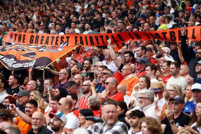 Luton Town fan show their support for the Hatters at Brighton & Hove Albion and Luton Town on Saturday - pic: Charlie Crowhurst/Getty Images