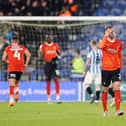 Town defender James Bree is left disappointed as Luton are beaten by Huddersfield on Monday