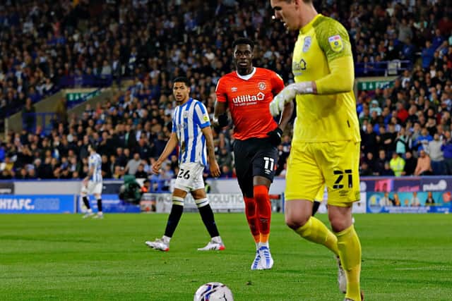 An injured Elijah Adebayo had the final minutes against Huddersfield during Town's play-off semi-final defeat