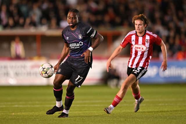 Town midfielder Pelly-Ruddock Mpanzu on the ball against Exeter in midweek - pic: Harry Trump/Getty Images