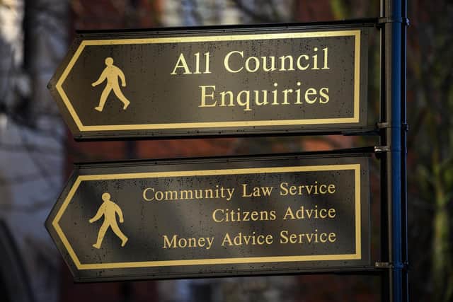 A sign points towards a council building.  (Photo by Leon Neal/Getty Images)