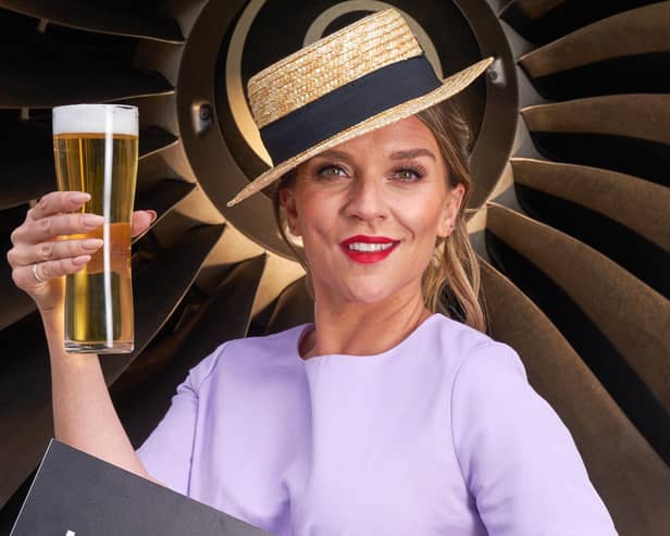 Great British Bake Off winner and local pub owner Candice Brown recreating the iconic shot of Loraine Chase at the airport from 1979. (Picture: Simon Jacobs via PinPep)