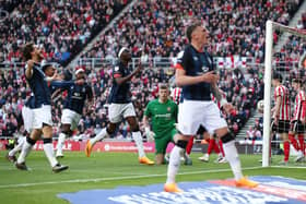 Luton celebrate opening the scoring at Sunderland on Saturday