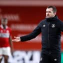 Nathan Jones, manager of Luton Town, reacts during the Sky Bet Championship match between Middlesbrough and Luton Town at Riverside Stadium on December 16, 2020.