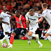 Town defender Amari'i Bell is put under pressure against West Ham recently - pic: Liam Smith