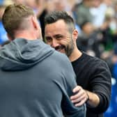 Brighton head coach Roberto De Zerbi greets Luton manager Rob Edwards before their Premier League opener back in August - pic: JUSTIN TALLIS/AFP via Getty Images