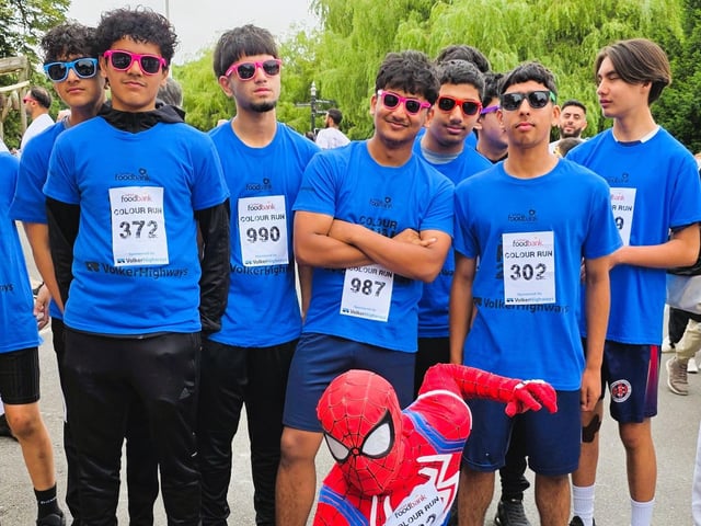 Even Spiderman joined in the Colour Run fun.