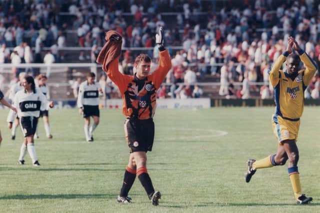 Kelvin Davis applauds the Luton faithful during his time with the Hatters - pic: Hatters Heritage