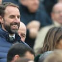 England manager Gareth Southgate takes his seat for the English Premier League football match between Newcastle United and Aston Villa at St James' Park in Newcastle-upon-Tyne, north east England on October 29, 2022. (Photo by LINDSEY PARNABY/AFP via Getty Images)