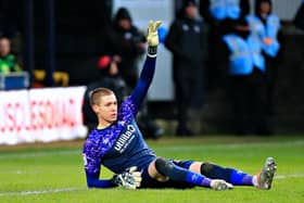 Town keeper Ethan Horvath calls for treatment during Saturday's defeat to WBA