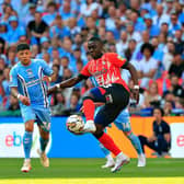 Town midfielder Marvelous Nakamba on the ball at Wembley