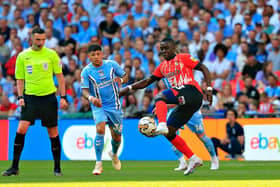 Town midfielder Marvelous Nakamba on the ball at Wembley