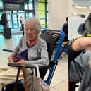 David's mother, 92-year-old Gordana Novakovic, with his partner, Ruth Pejcic, at Luton Airport. (Picture: David Novak)