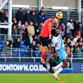 Town defender Tom Lockyer wins yet another header against Crystal Palace on Saturday - pic: Liam Smith