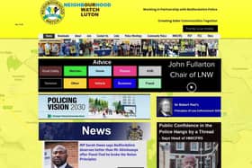 Screenshot of the Luton NHW homepage Image: LDRS