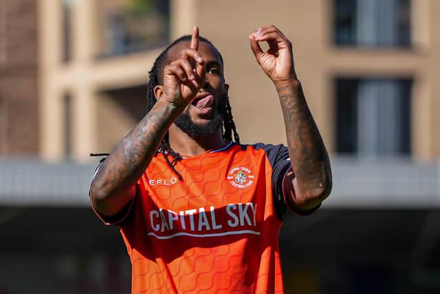 Kasey Palmer celebrates his opening goal against AFC Wimbledon on Easter Monday - pic: David Horn.